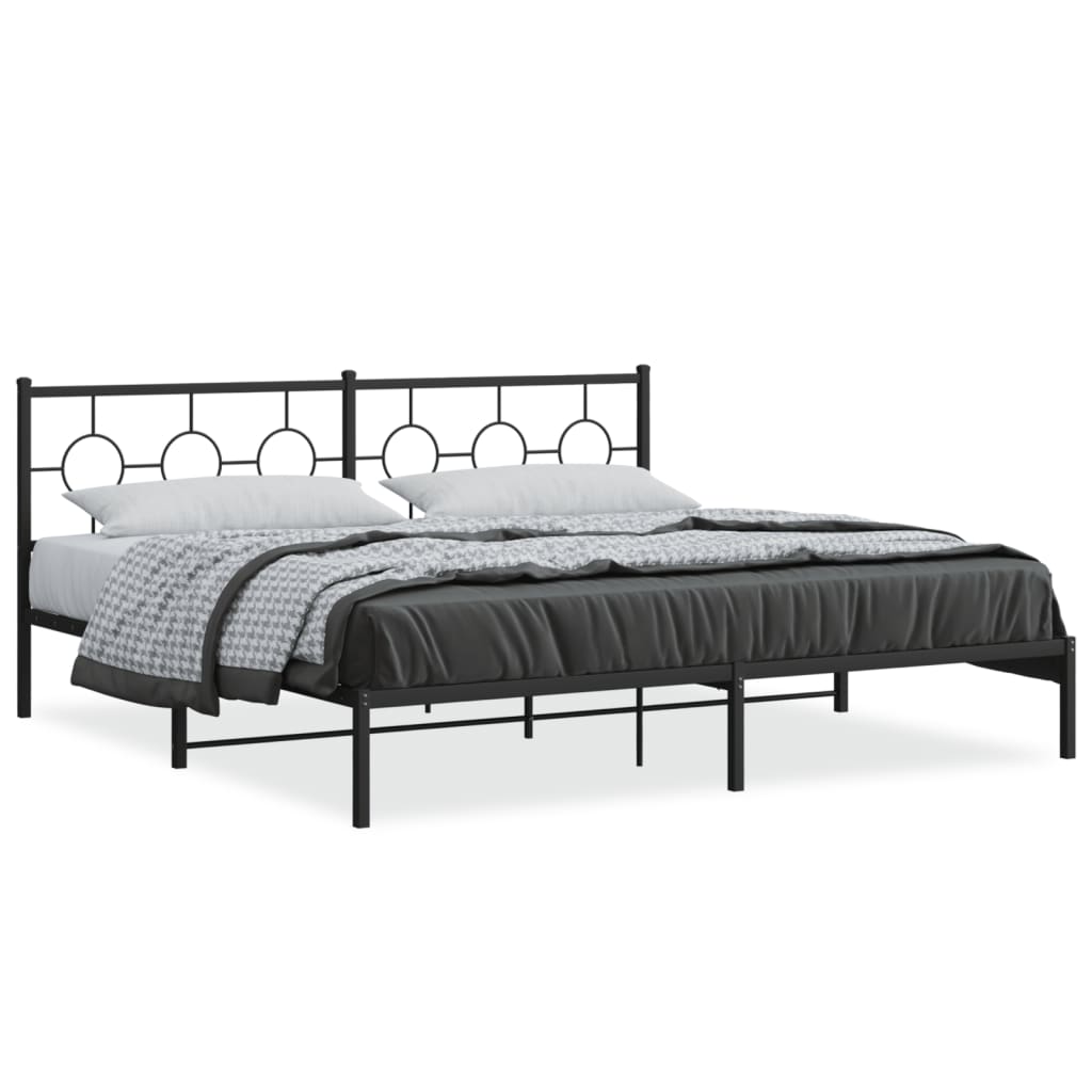 vidaXL Cadre de lit métal sans matelas avec tête de lit noir 193x203cm