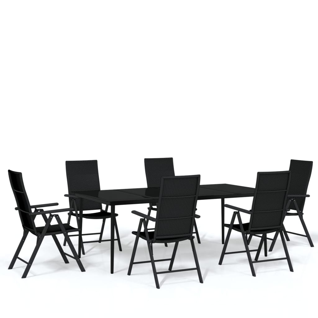 vidaXL Ensemble à manger de jardin 7 pcs Noir