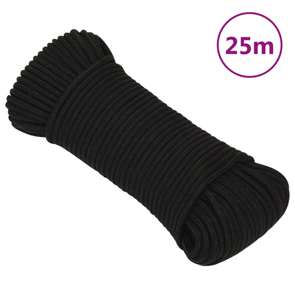 vidaXL Corde de travail Noir 3 mm 25 m Polyester