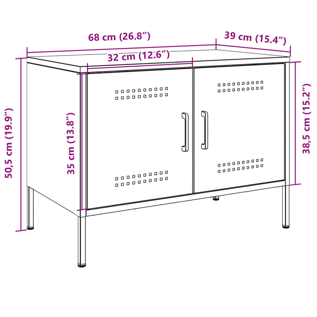 vidaXL Meuble TV rose 68x39x50,5 cm acier