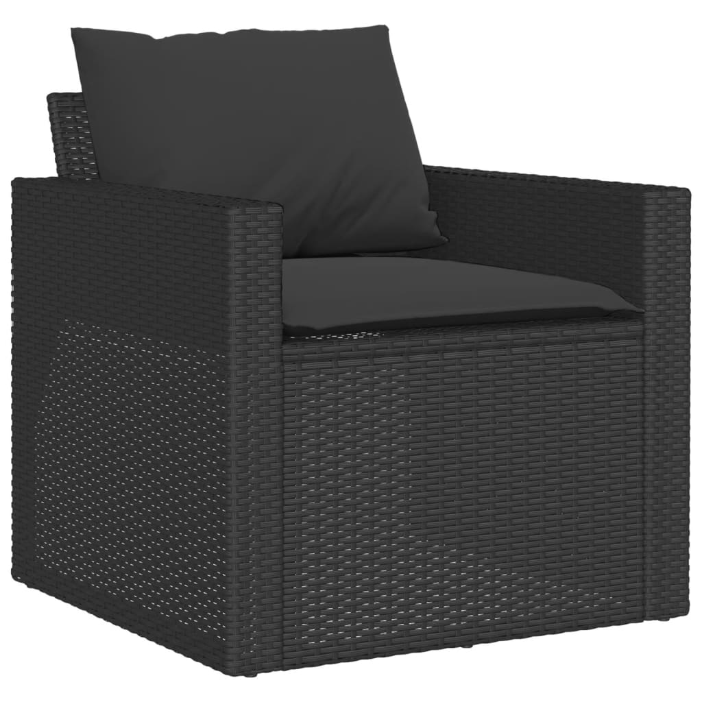 vidaXL Salon de jardin 4 pcs avec coussins noir résine tressée