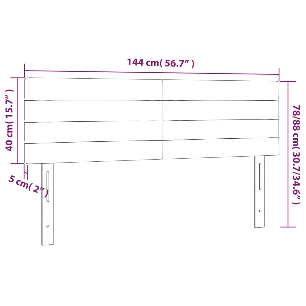 vidaXL Tête de lit à LED Marron Foncé 144x5x78/88 cm Tissu