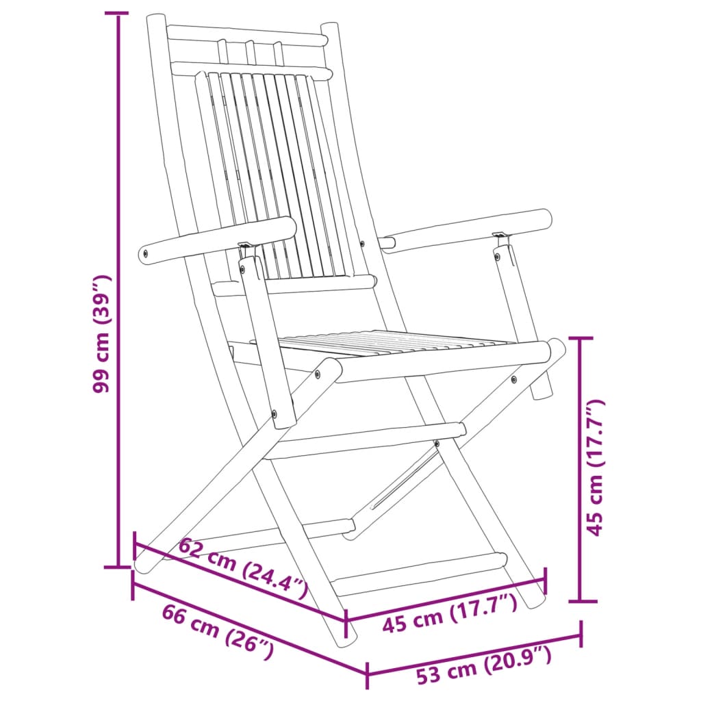 vidaXL Ensemble de bistro 3 pcs bambou