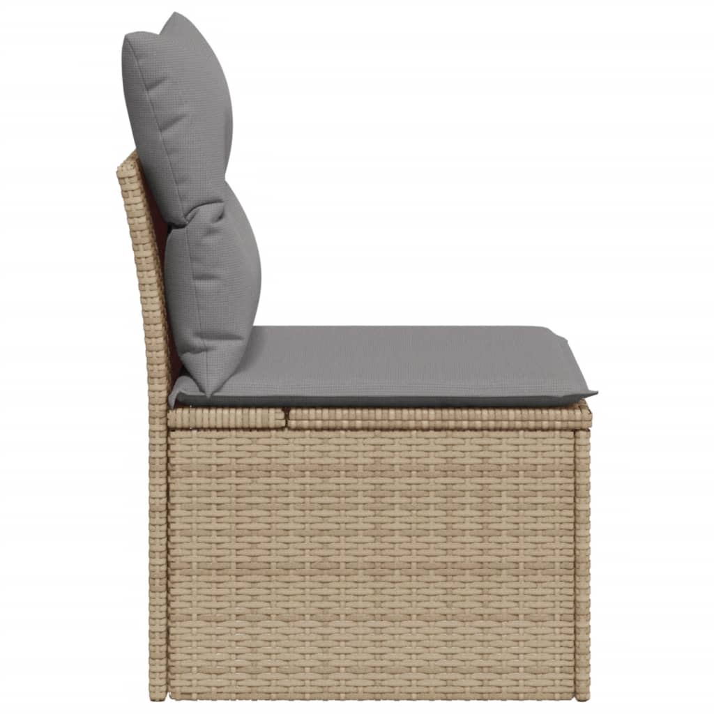 vidaXL Chaise de jardin sans accoudoirs avec coussins beige poly rotin