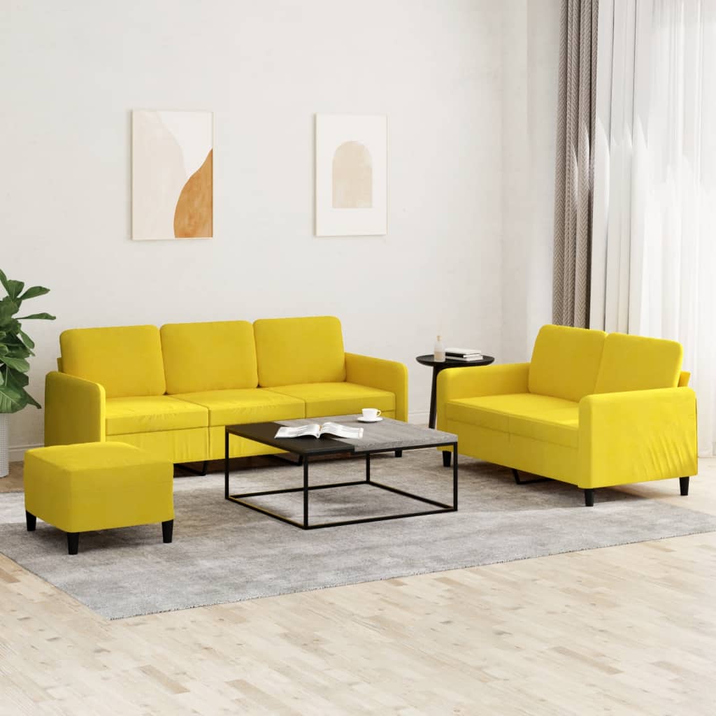 vidaXL Ensemble de canapés 3 pcs jaune velours