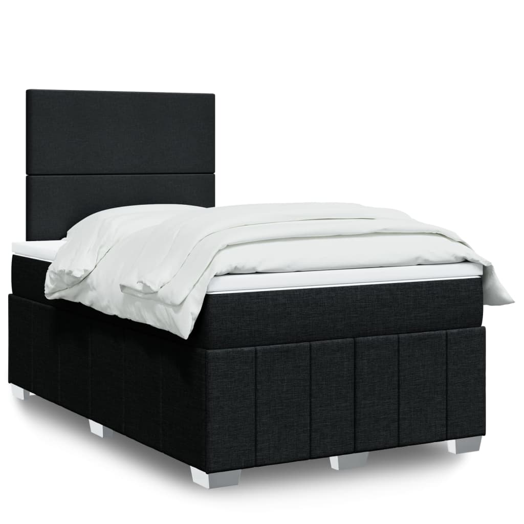 vidaXL Sommier à lattes de lit avec matelas Noir 120x200 cm Tissu