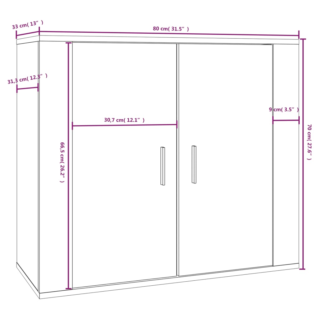 vidaXL Buffet Gris béton 80x33x70 cm Bois d'ingénierie