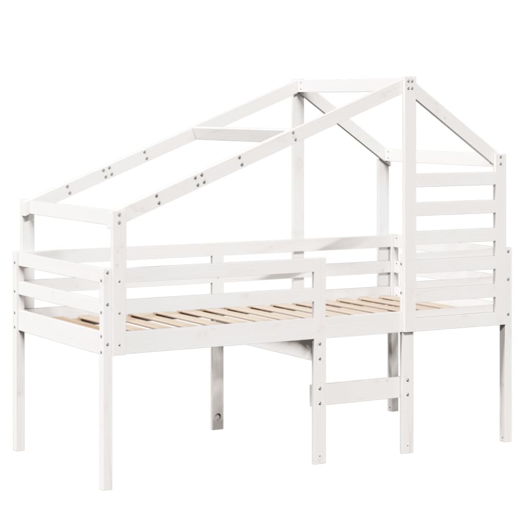 vidaXL Lit haut avec toit blanc 75x190 cm bois de pin massif