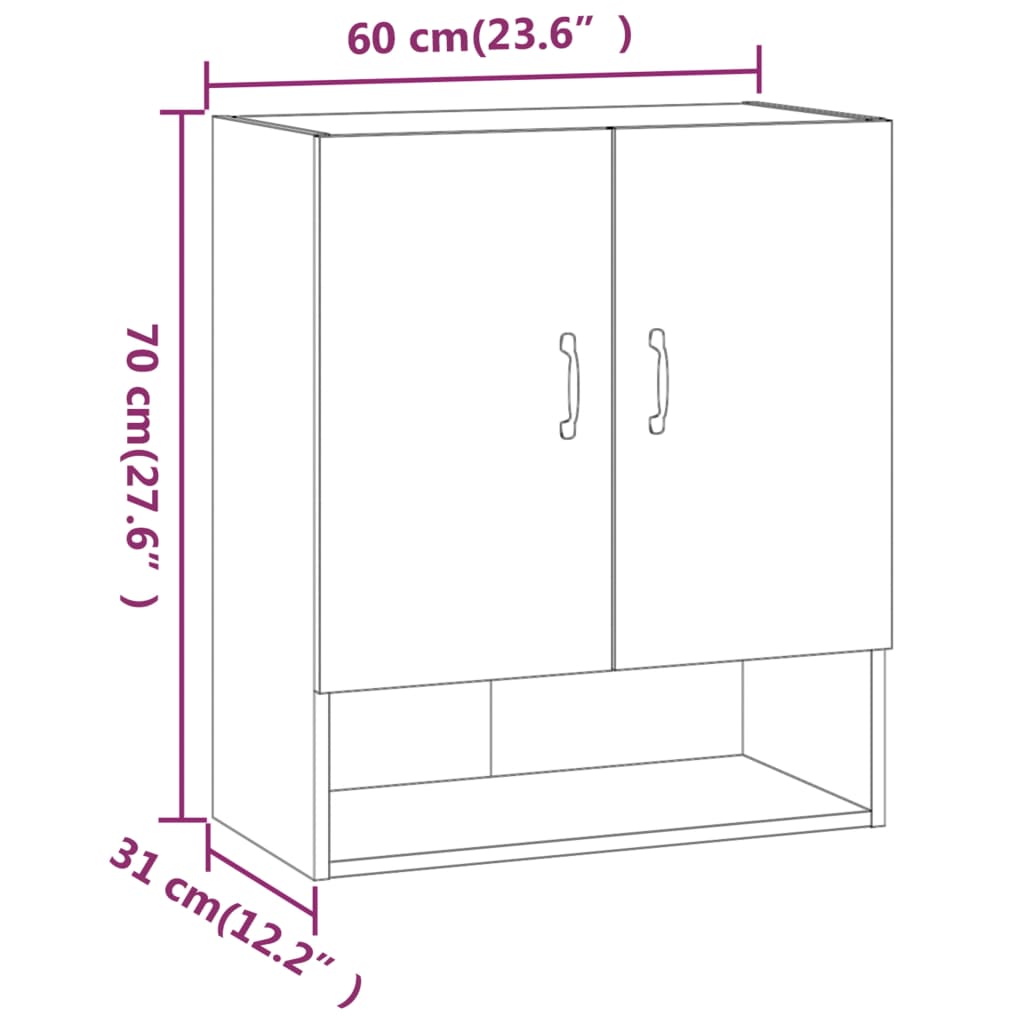 vidaXL Armoire murale Chêne fumé 60x31x70 cm Bois d'ingénierie