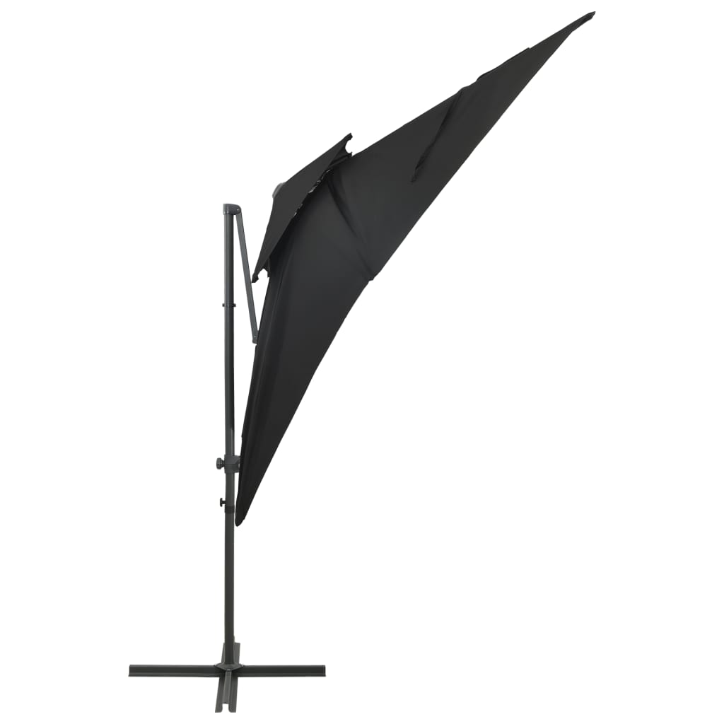 vidaXL Parasol de jardin en porte-à-faux à double toit noir 250x250 cm