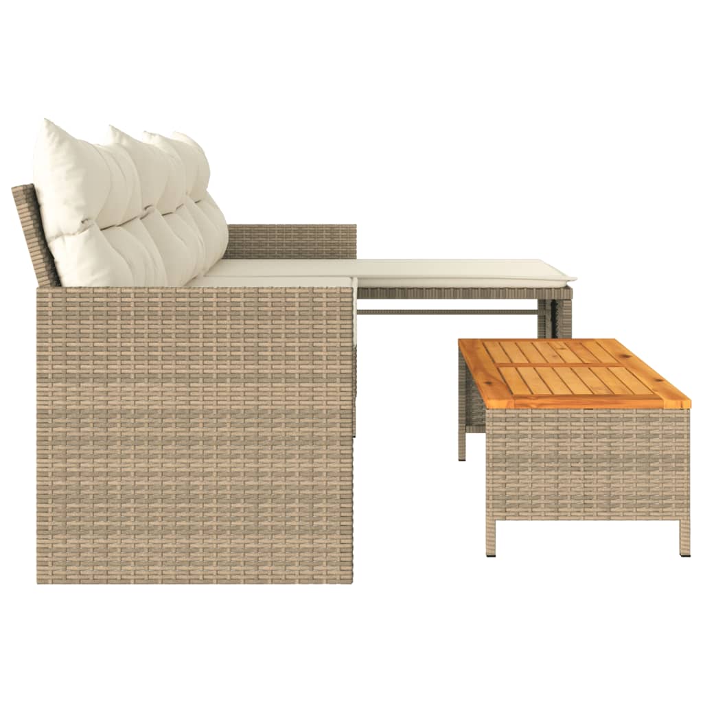 vidaXL Canapé de jardin avec table et coussins en forme de L beige