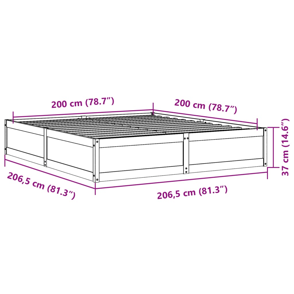 vidaXL Cadre de lit sans matelas blanc 200x200 cm bois massif de pin