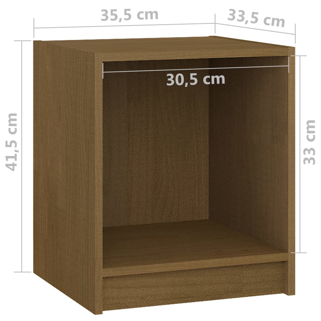 vidaXL Table de chevet Marron miel 35,5x33,5x41,5cm Bois de pin massif