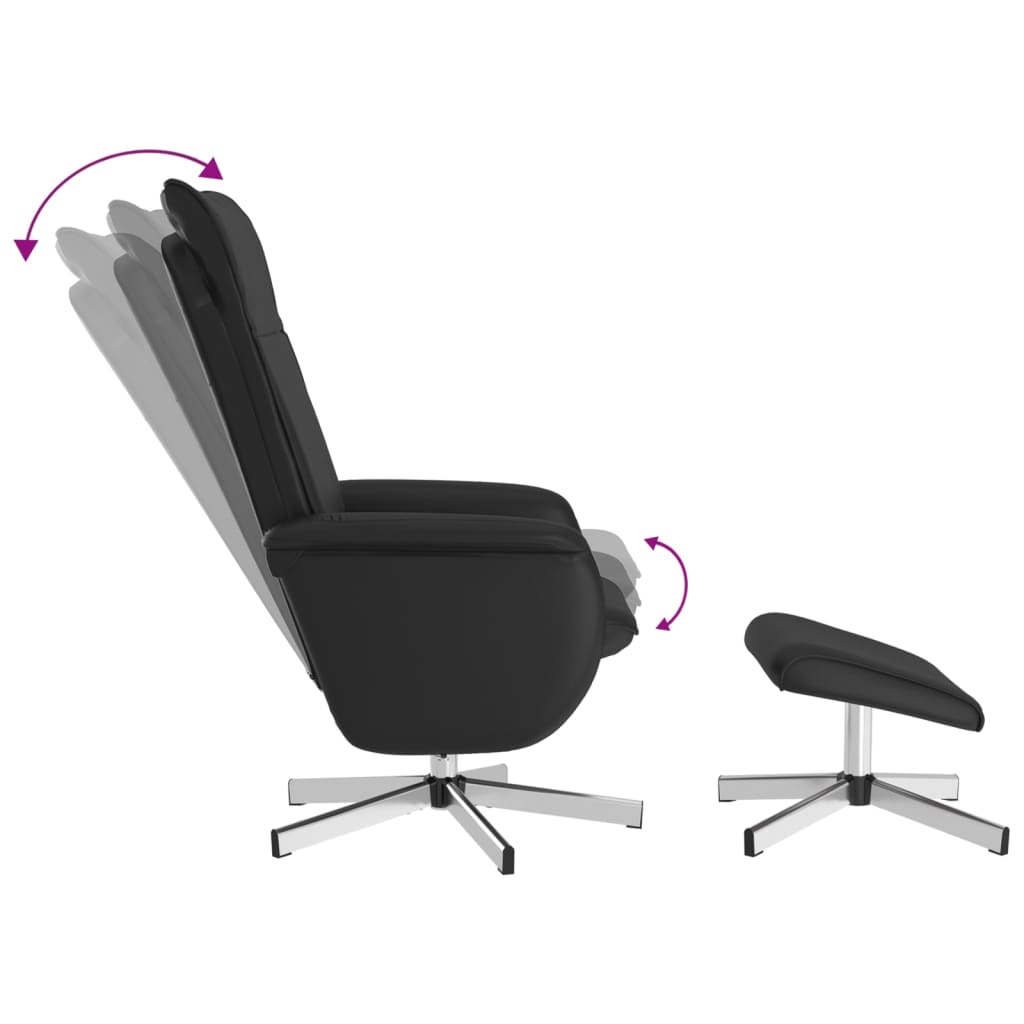 vidaXL Fauteuil inclinable avec repose-pied noir similicuir