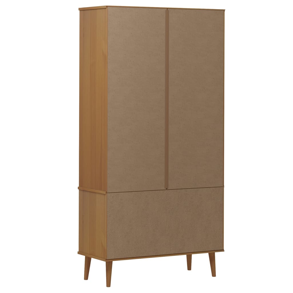 vidaXL Armoire à vitrine MOLDE Marron 90x35x175 cm Bois de pin massif