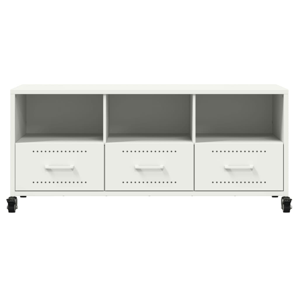 vidaXL Meuble TV blanc 100,5x39x43,5 cm acier