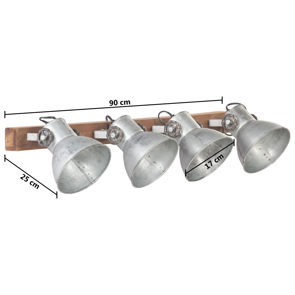 vidaXL Lampe murale industrielle Argenté 90x25 cm E27