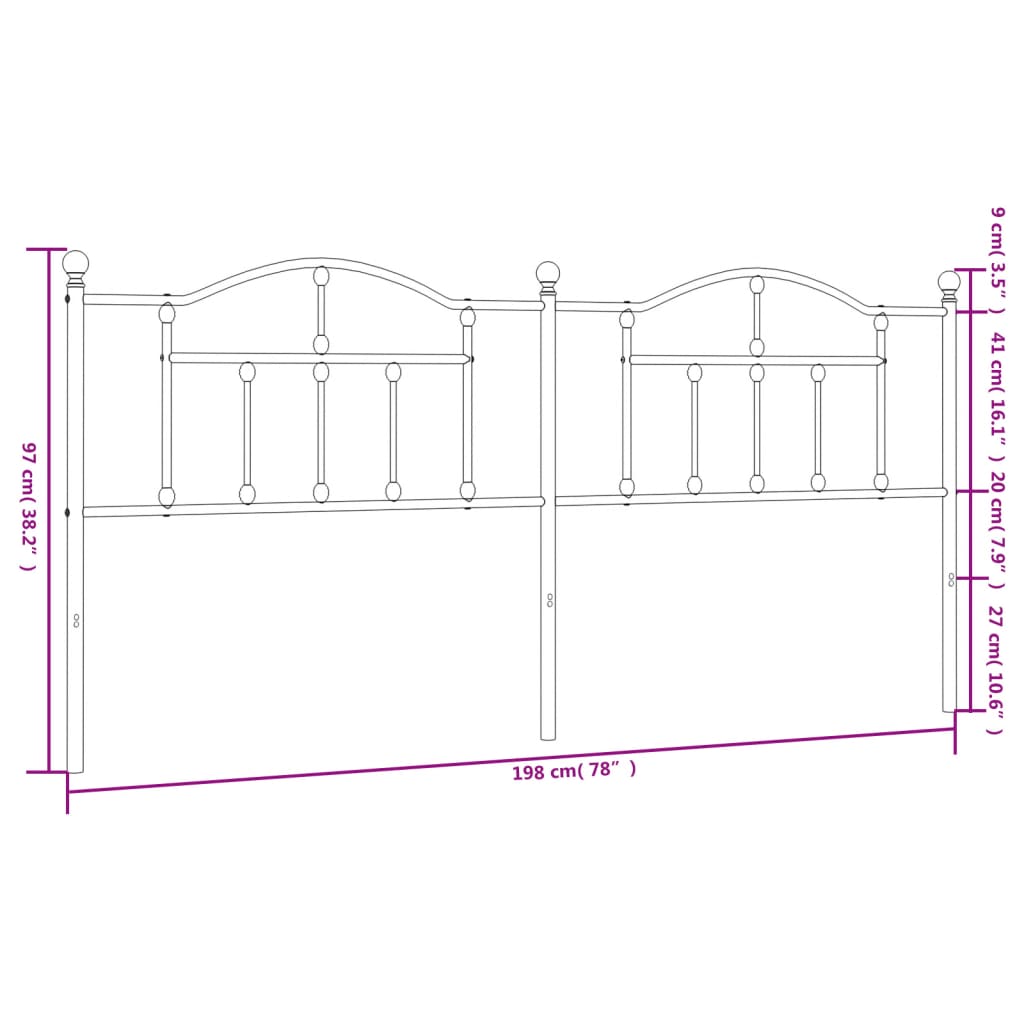 vidaXL Tête de lit métal blanc 193 cm