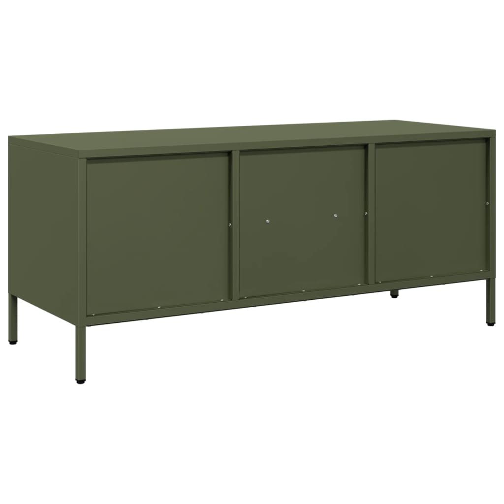 vidaXL Meuble TV vert olive 101,5x39x43,5 cm acier laminé à froid