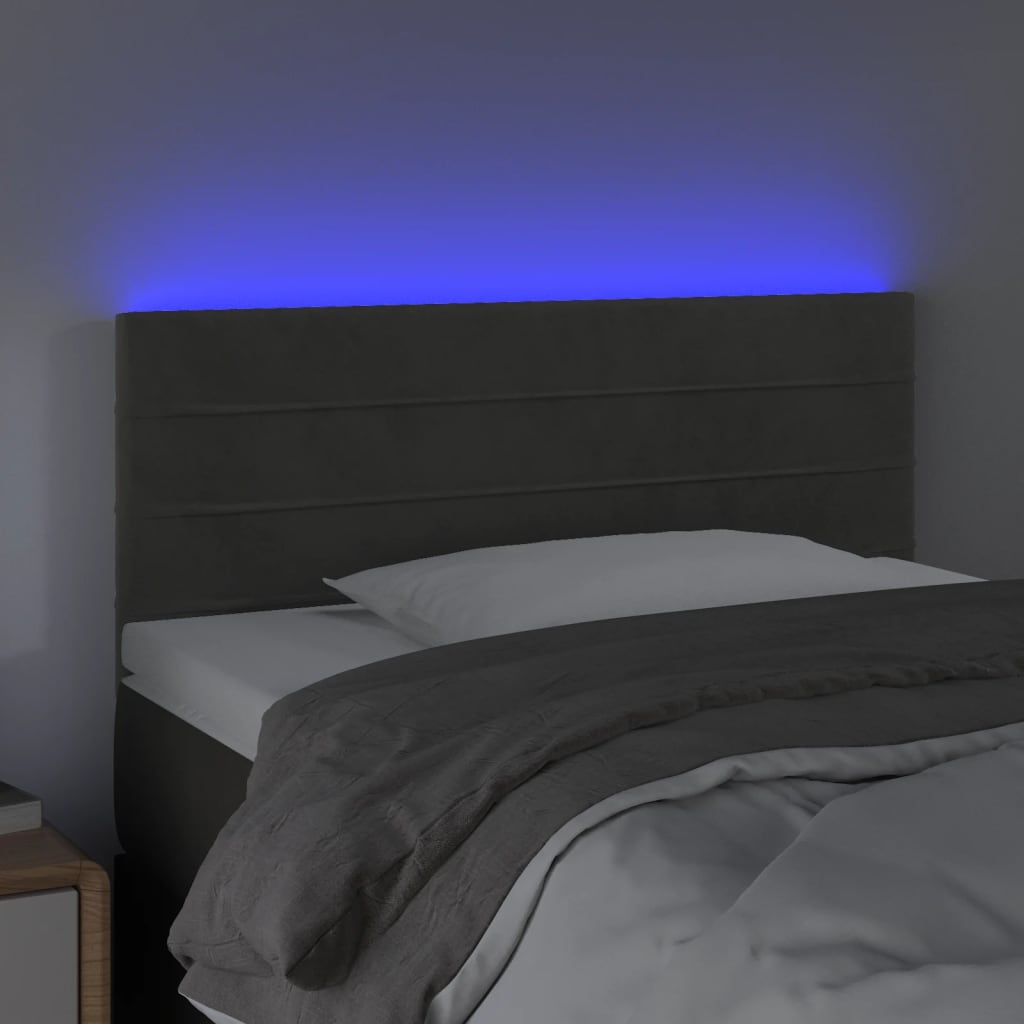 vidaXL Tête de lit à LED Gris foncé 100x5x78/88 cm Velours