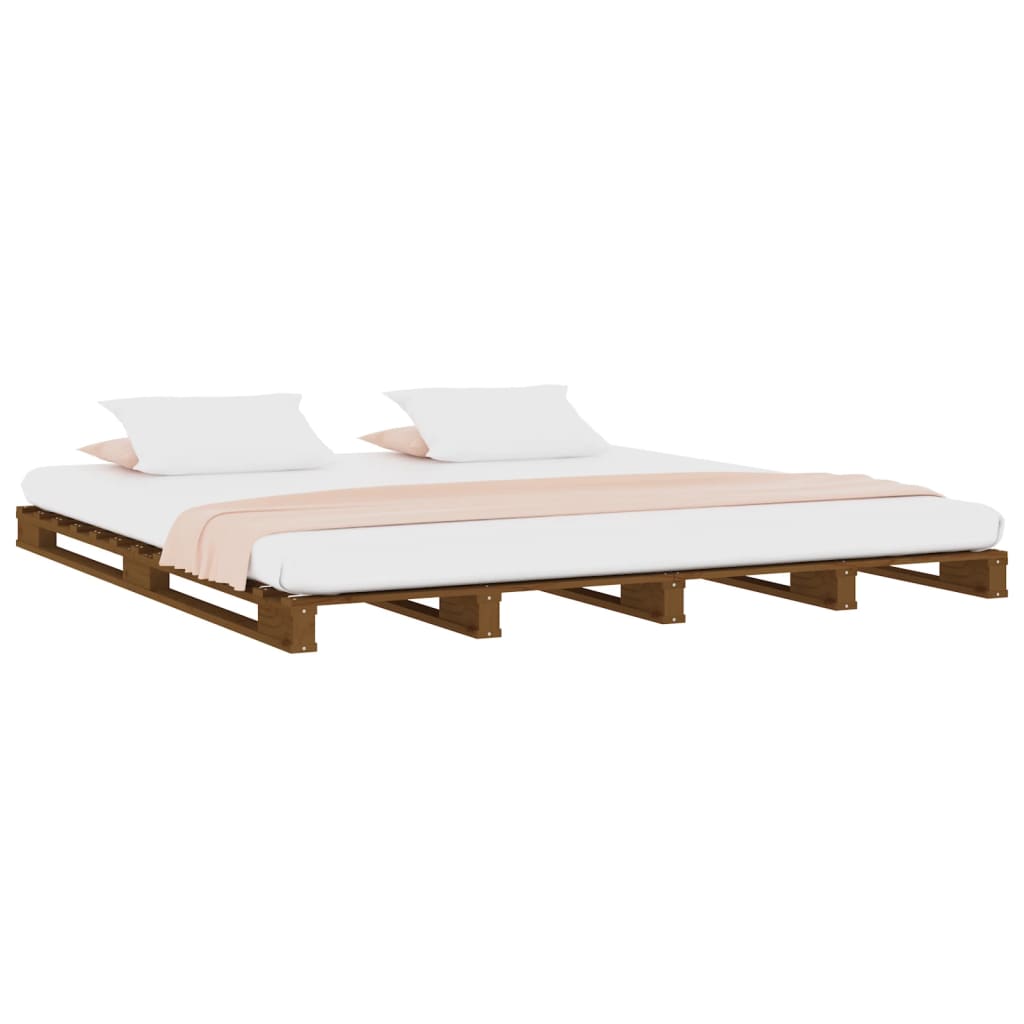 vidaXL Lit de palette Marron miel 140x190 cm Bois de pin massif