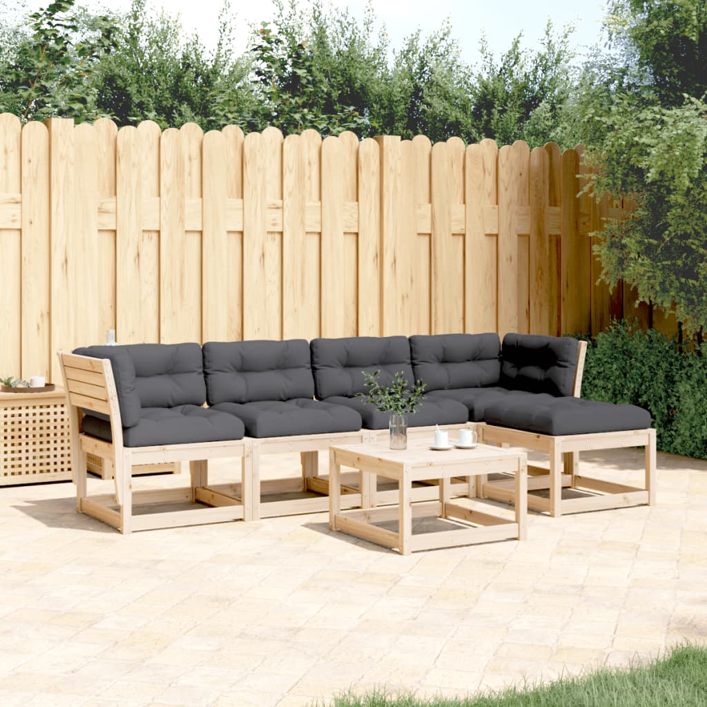 vidaXL Salon de jardin 5 pcs avec coussins bois de pin massif