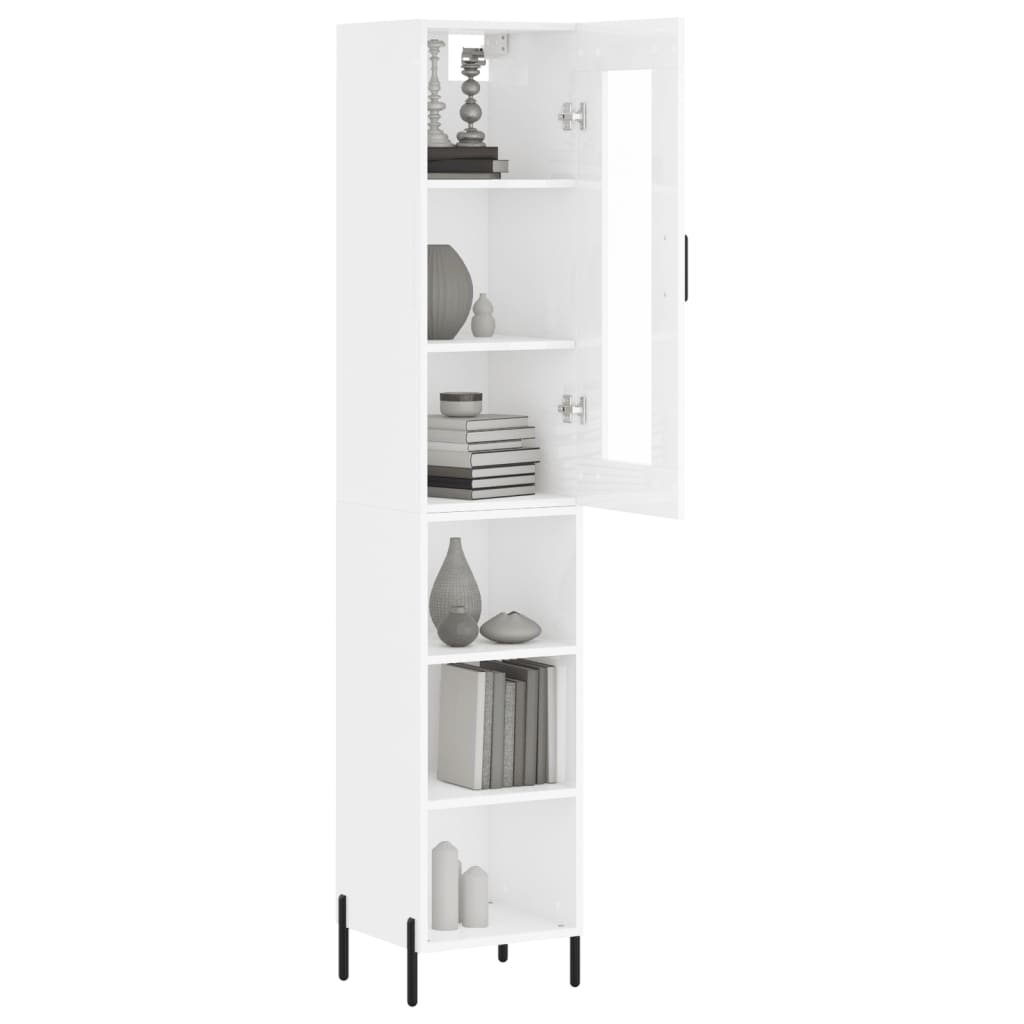 vidaXL Buffet haut Blanc brillant 34,5x34x180 cm Bois d'ingénierie