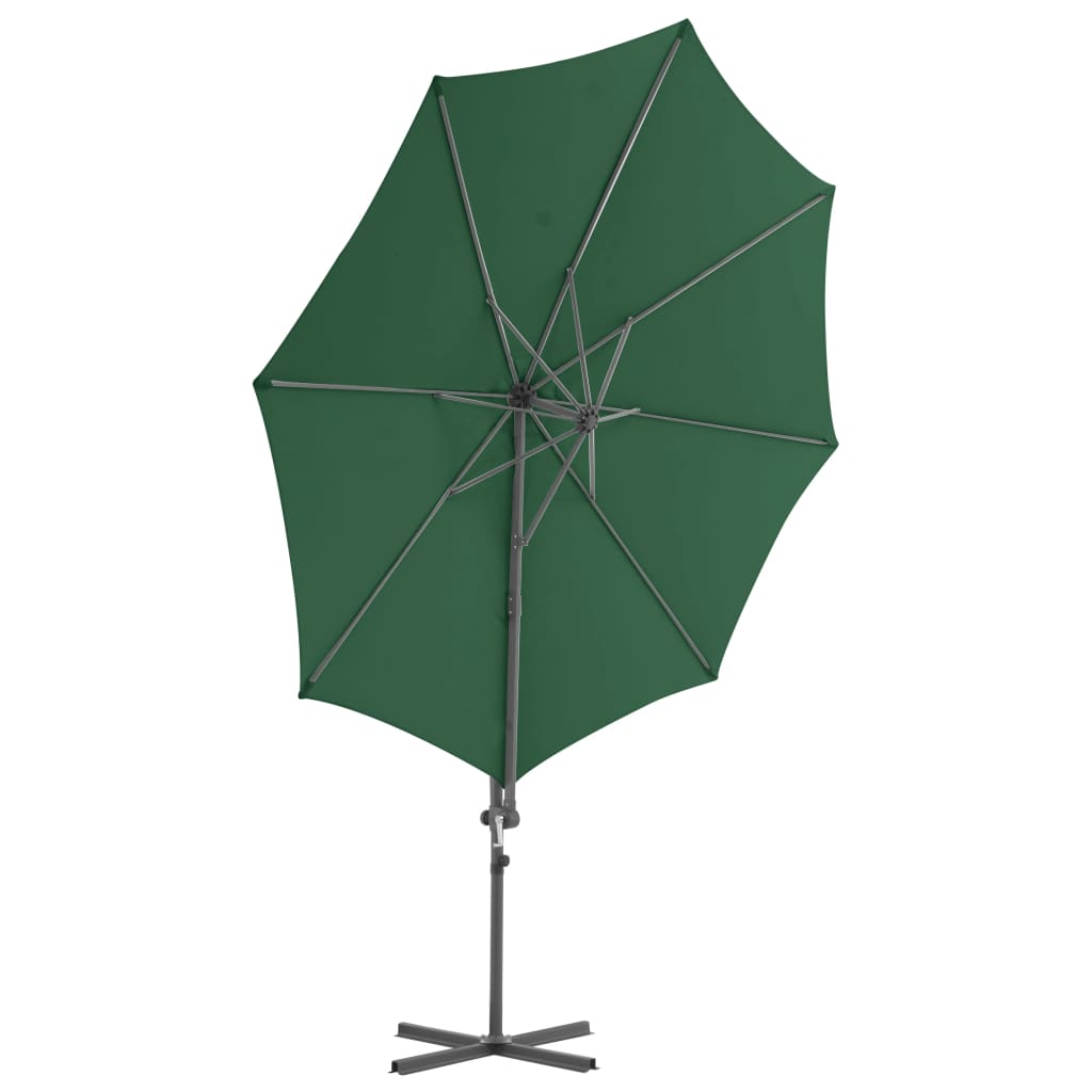 vidaXL Parasol de jardin en porte-à-faux avec mât en acier vert