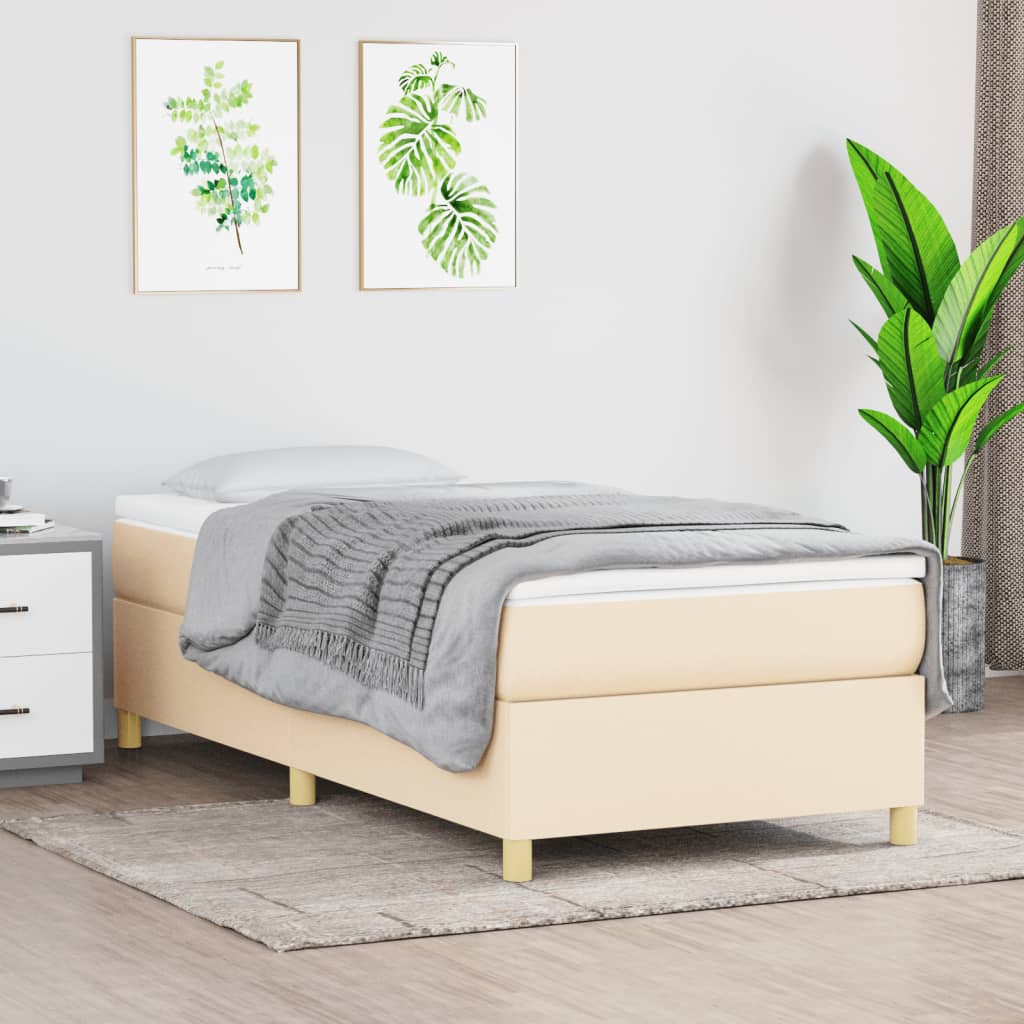 vidaXL Sommier à lattes de lit avec matelas Crème 100x200 cm Tissu