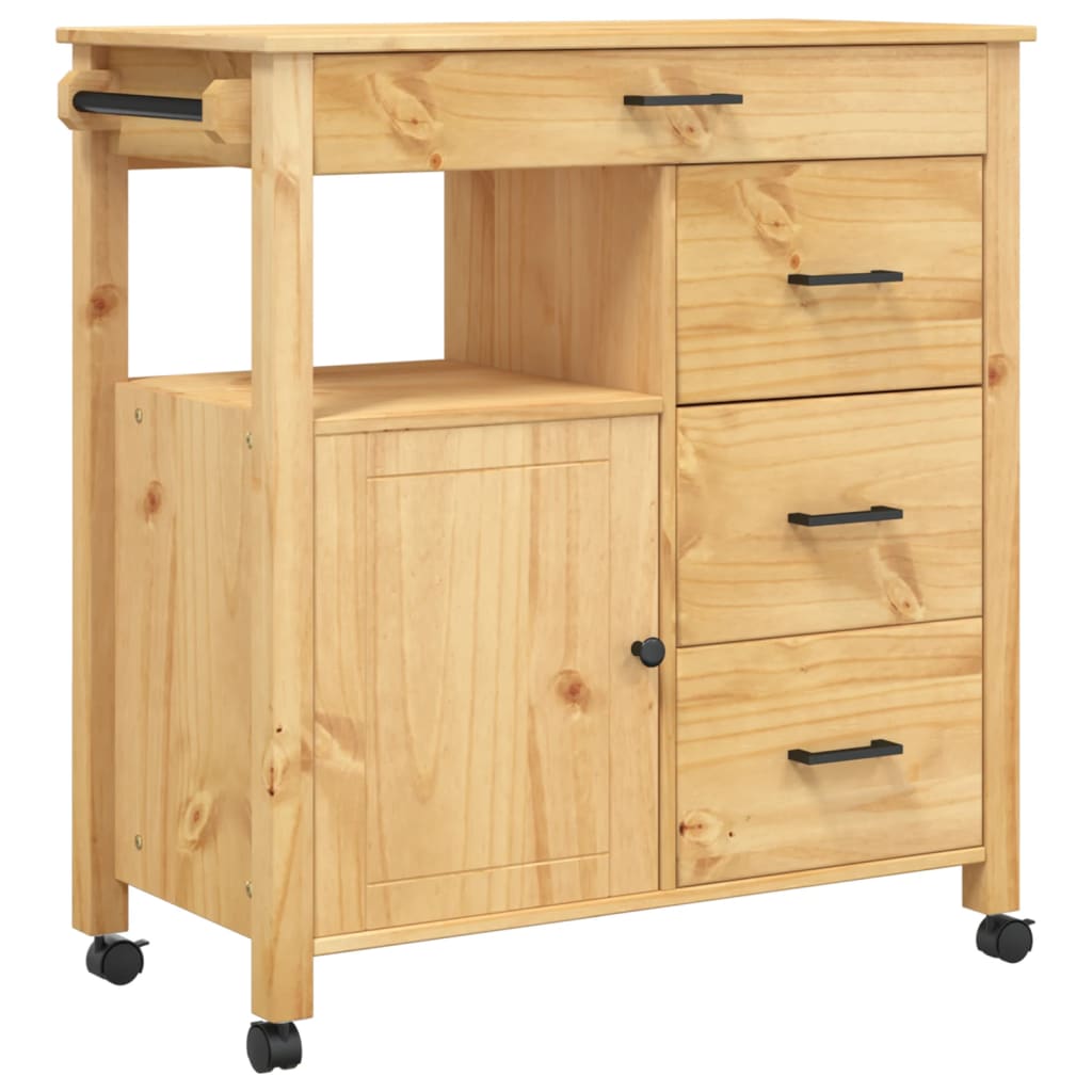 vidaXL Chariot de cuisine MONZA 84x40x90 cm bois massif de pin