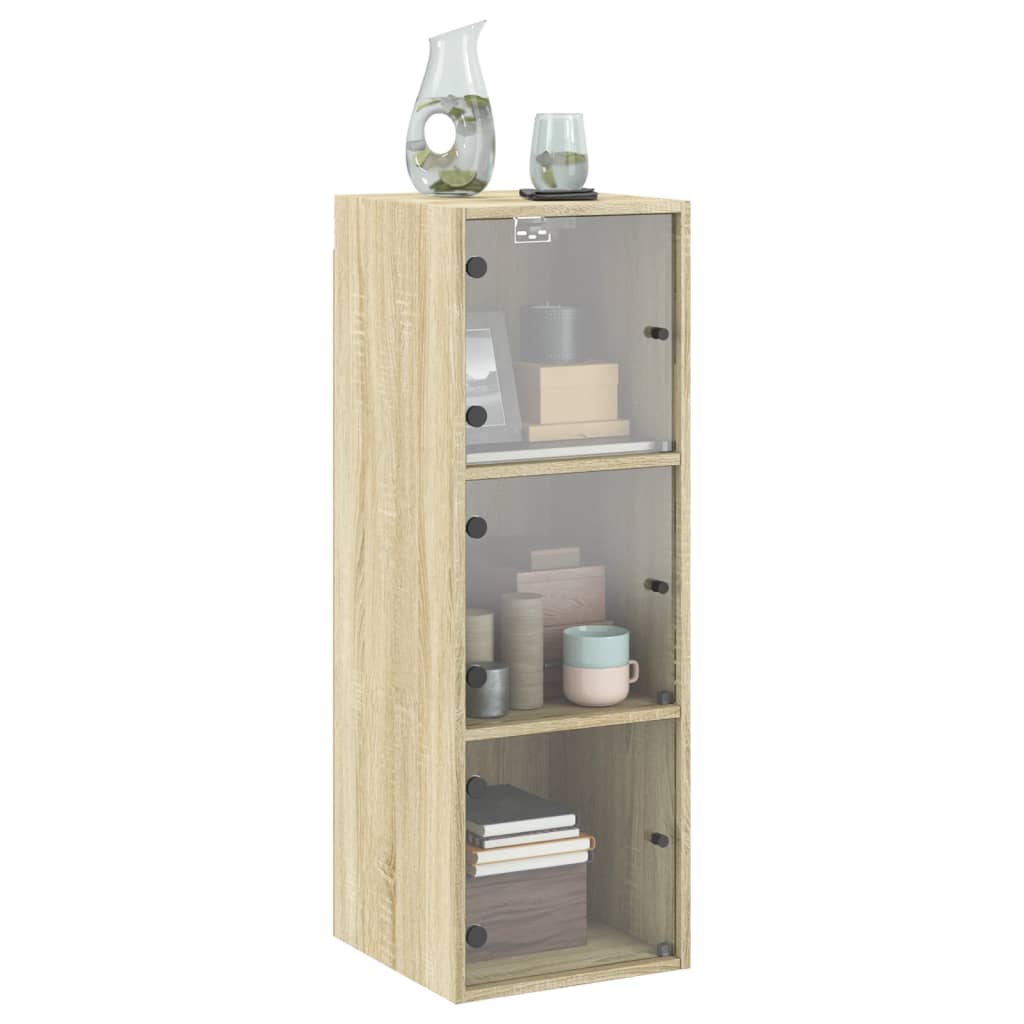 vidaXL Armoire murale avec portes en verre chêne sonoma 35x37x100 cm