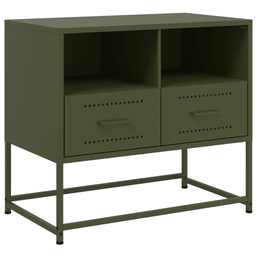 vidaXL Meuble TV vert olive 68x39x60,5 cm acier