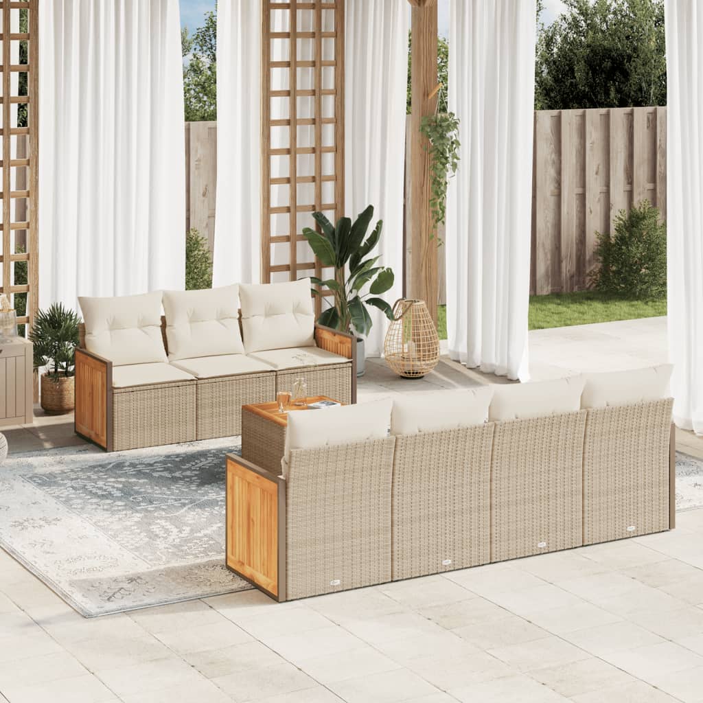 vidaXL Salon de jardin avec coussins 8 pcs beige résine tressée