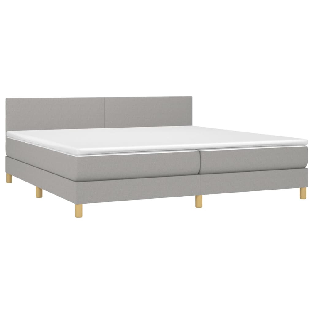 vidaXL Sommier à lattes de lit avec matelas Gris clair 200x200cm Tissu