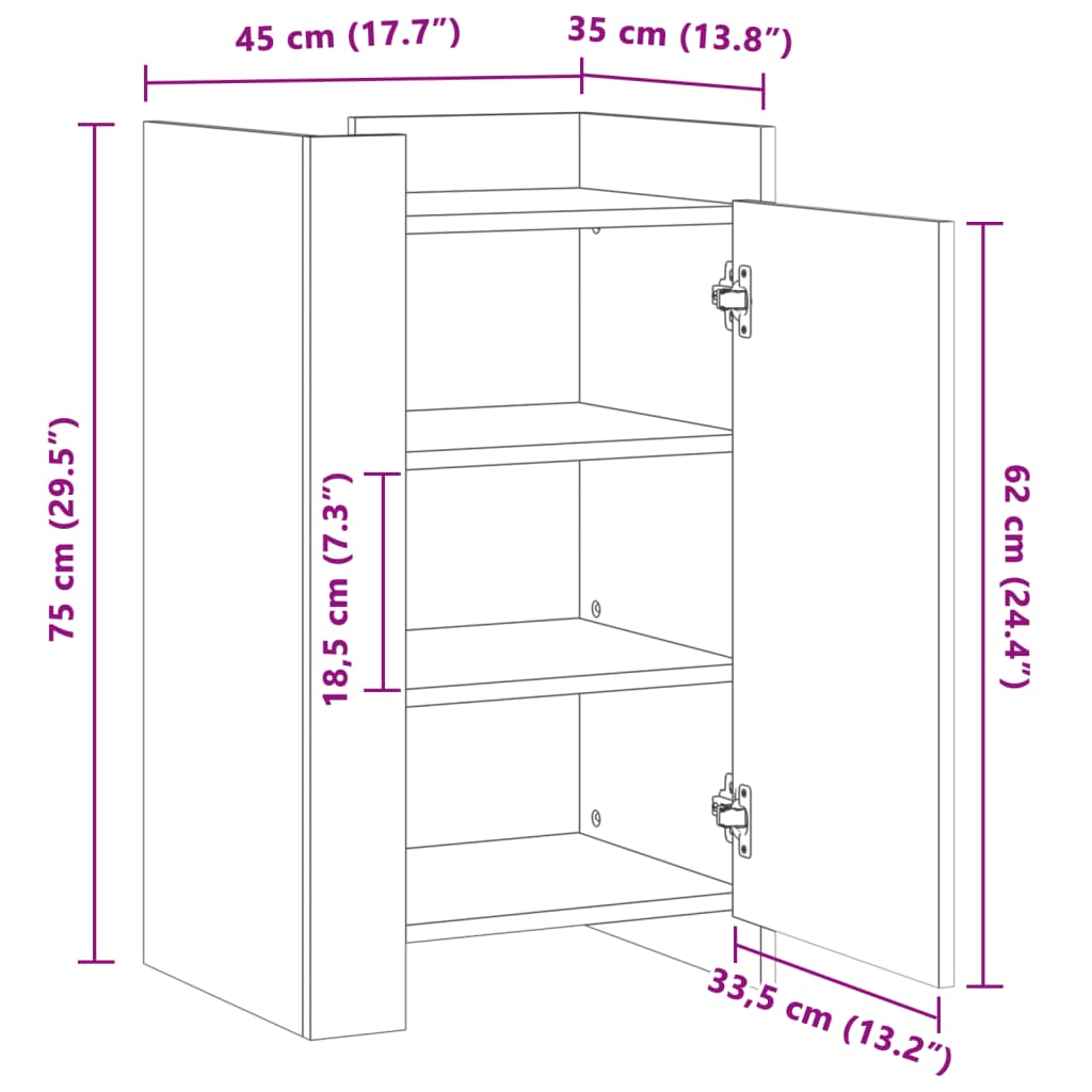 vidaXL Buffet blanc 45x35x75 cm bois d'ingénierie