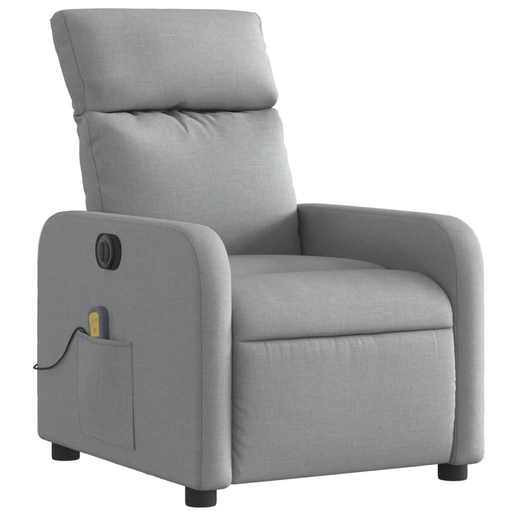 vidaXL Fauteuil de massage inclinable électrique gris clair tissu