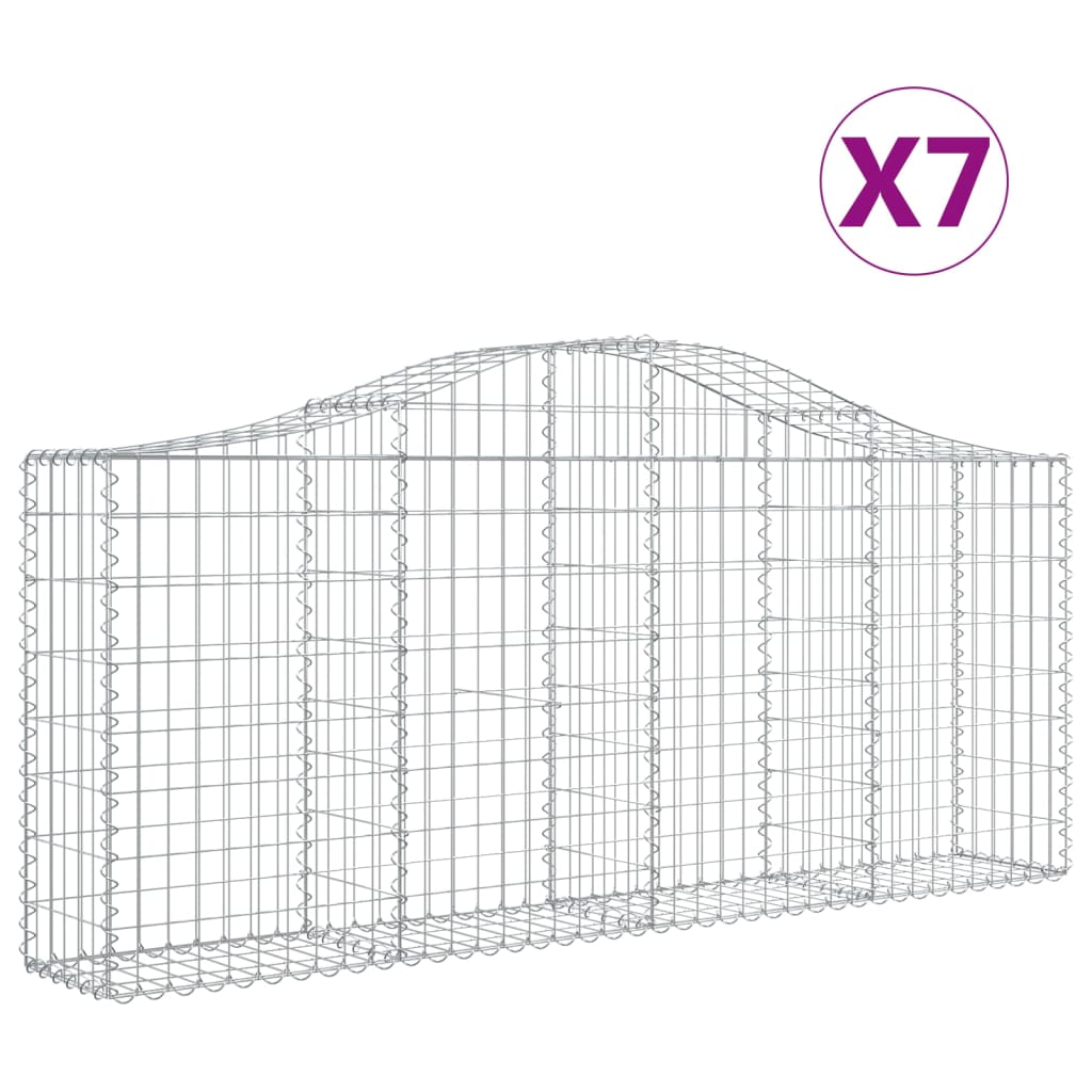 vidaXL Paniers à gabions arqués 7 pcs 200x30x80/100 cm Fer galvanisé