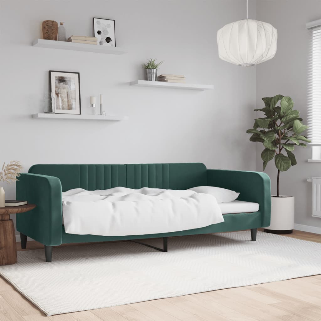 vidaXL Lit de repos vert foncé 90x200 cm velours