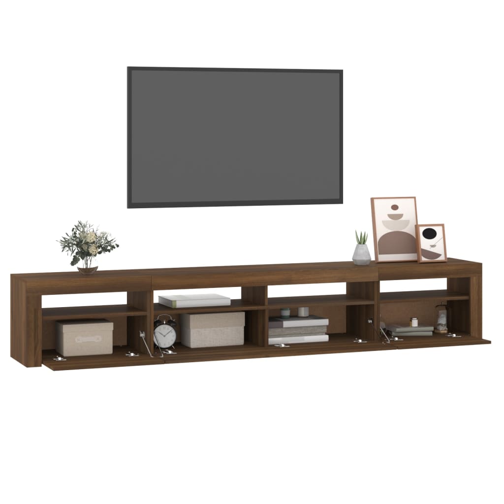 vidaXL Meuble TV avec lumières LED Chêne marron 240x35x40 cm