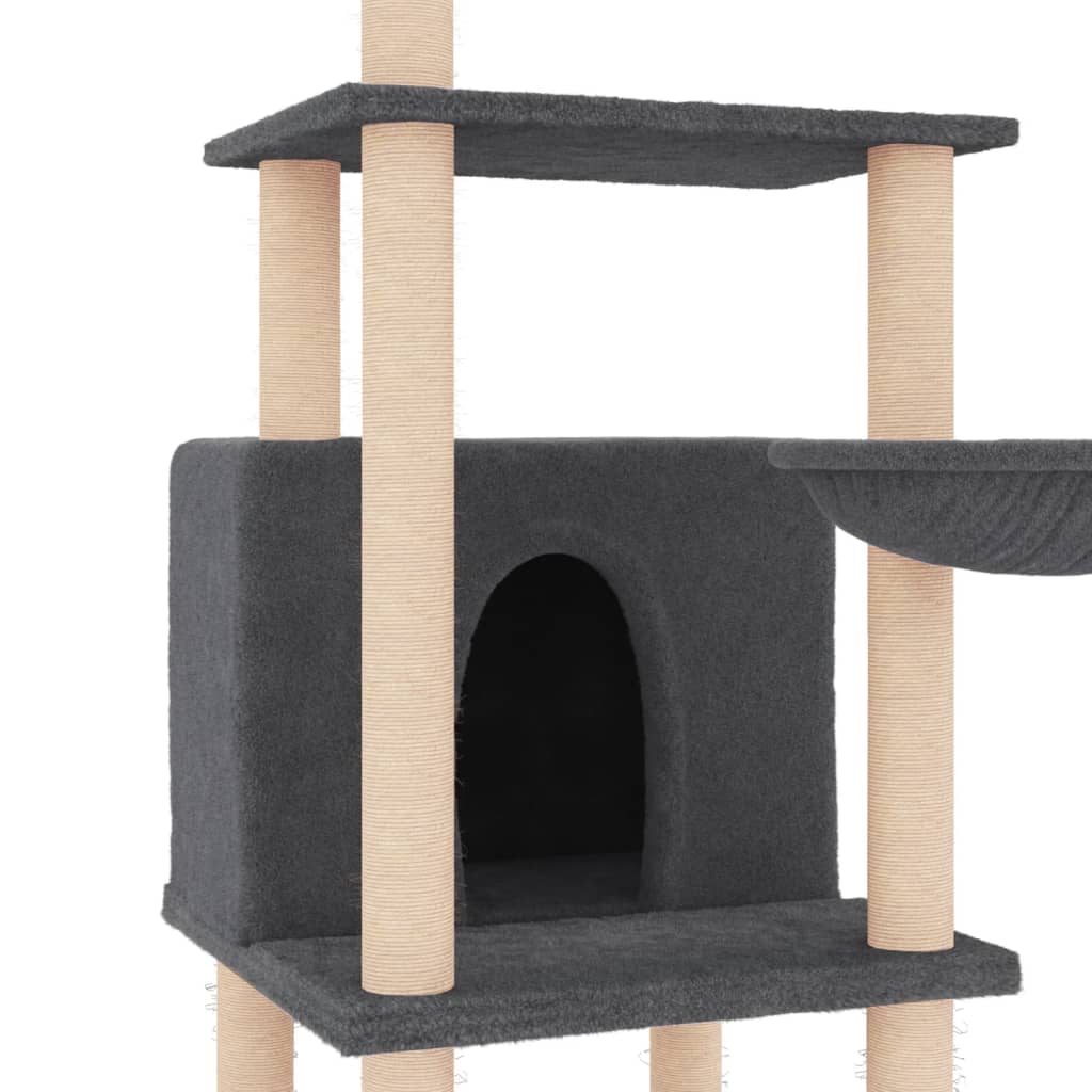 vidaXL Arbre à chat avec griffoirs en sisal gris foncé 132 cm