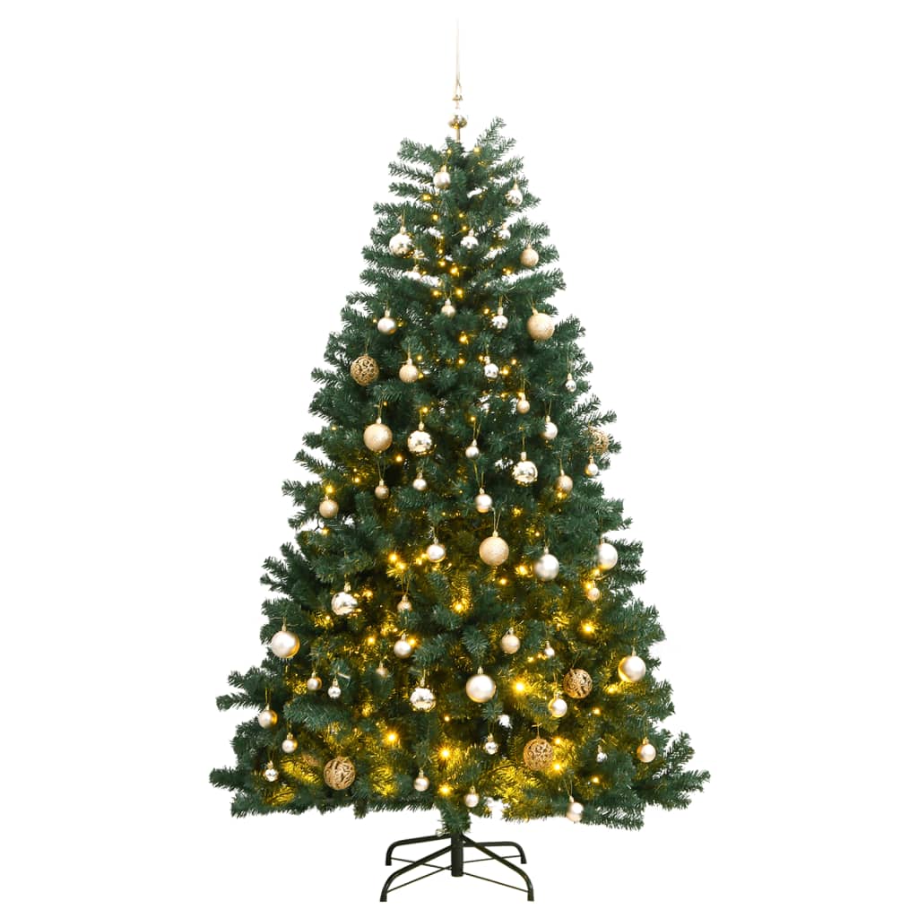 vidaXL Sapin de Noël artificiel articulé 300 LED et boules 240 cm