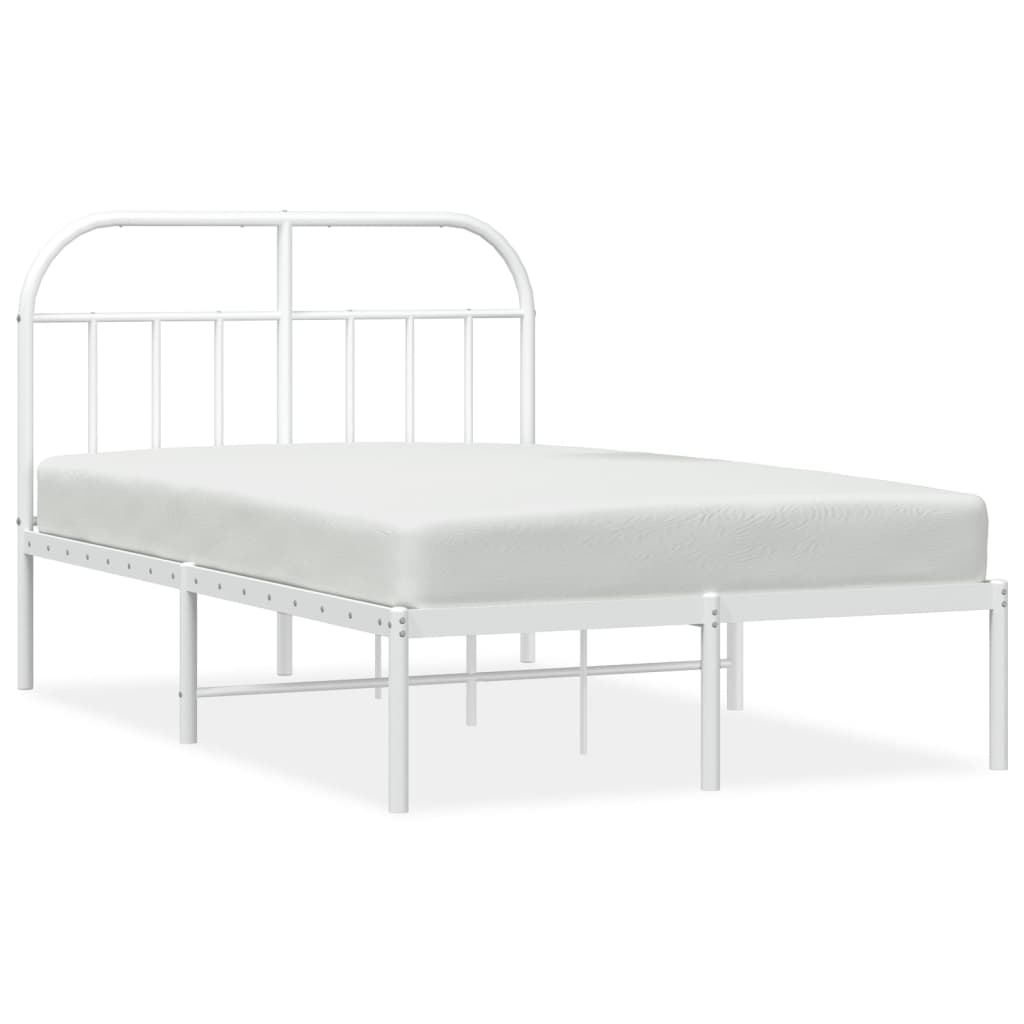 vidaXL Cadre de lit métal sans matelas et tête de lit blanc 135x190 cm