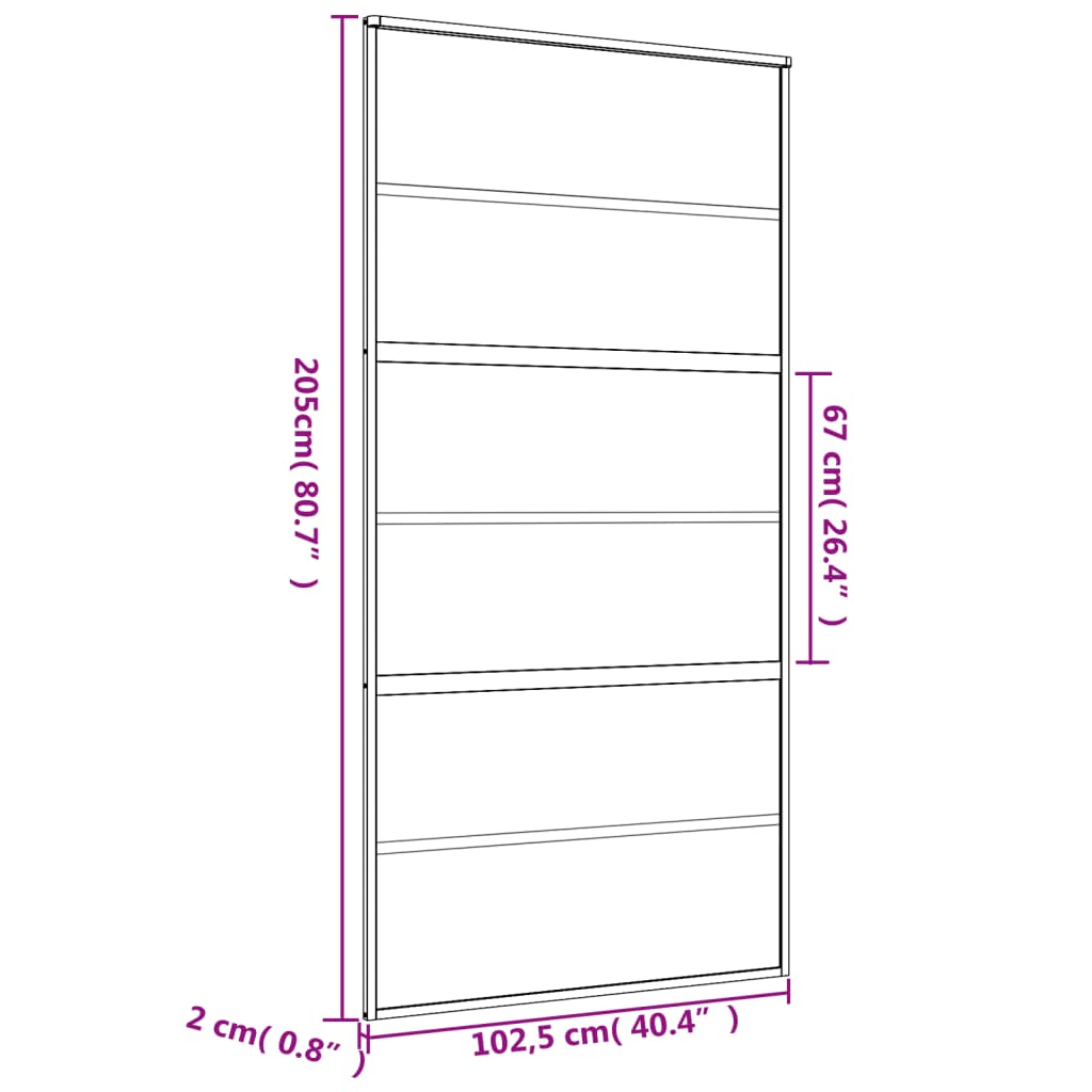 vidaXL Porte coulissante doré 102,5x205cm verre ESG clair et aluminium