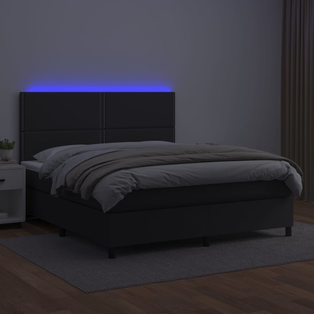 vidaXL Sommier à lattes de lit avec matelas et LED Noir 180x200 cm