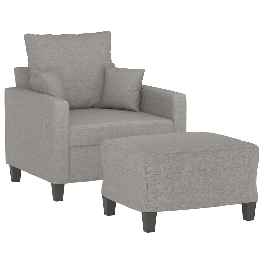 vidaXL Fauteuil avec repose-pied Gris clair 60 cm Tissu