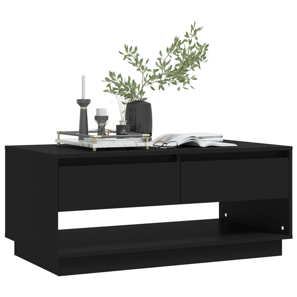 vidaXL Table basse Noir 102,5x55x44 cm Bois d'ingénierie