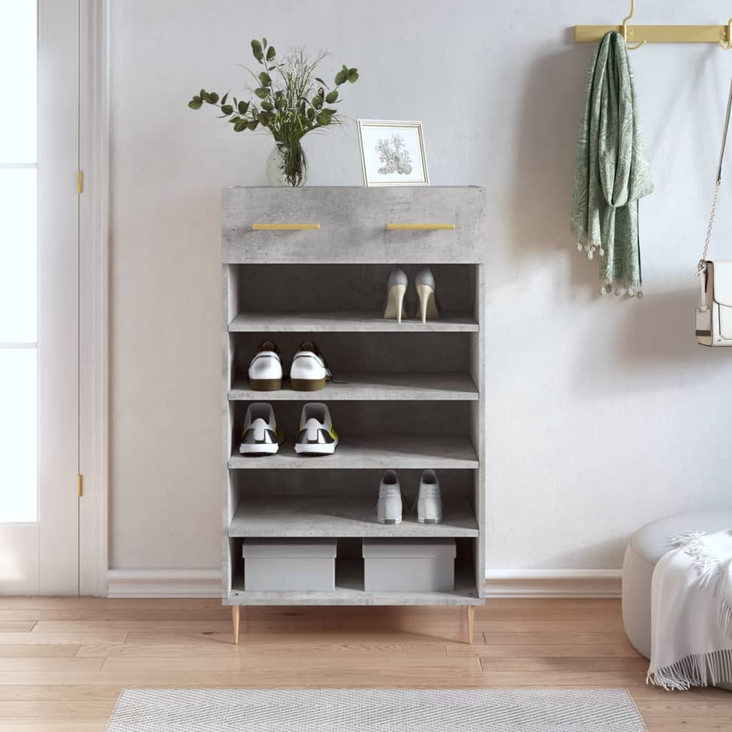 vidaXL Armoire à chaussures gris béton 60x35x105 cm bois d'ingénierie