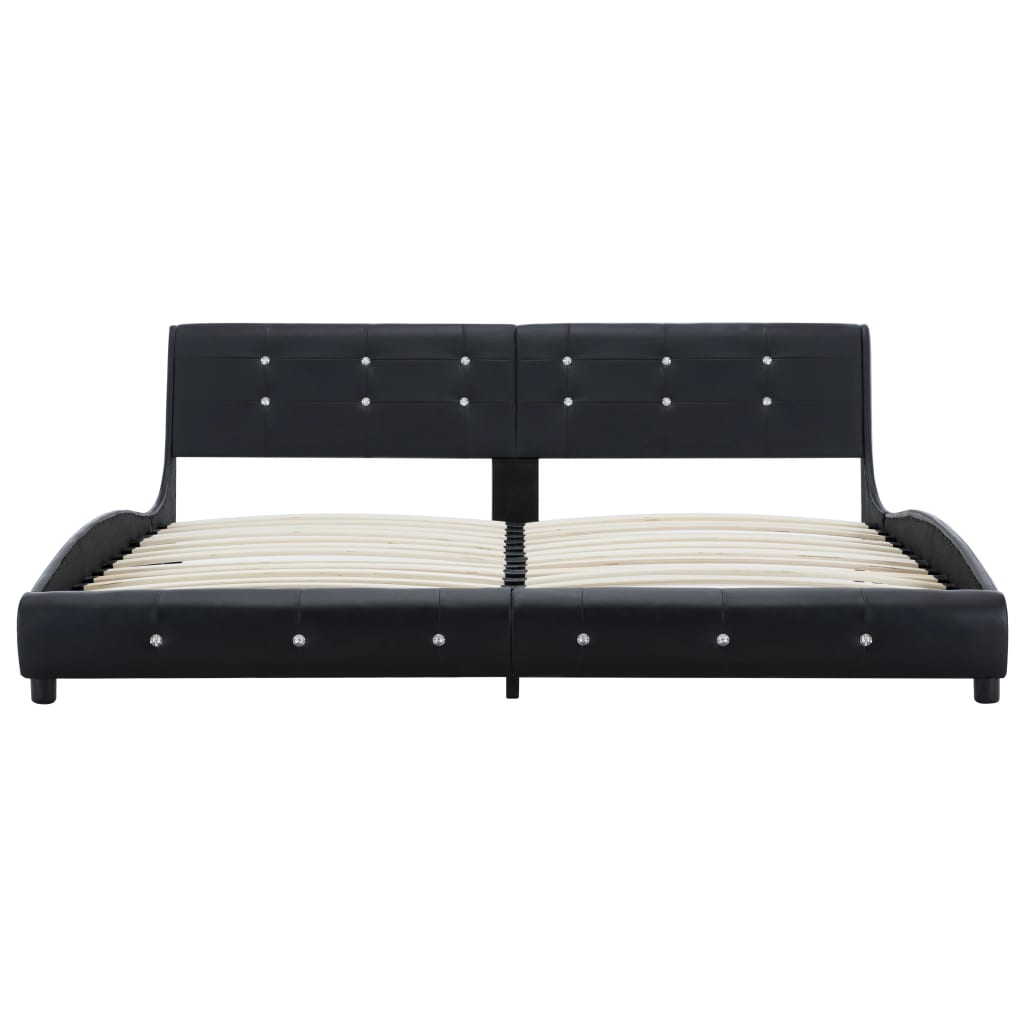 vidaXL Lit avec matelas à mémoire de forme Noir Similicuir 180x200 cm