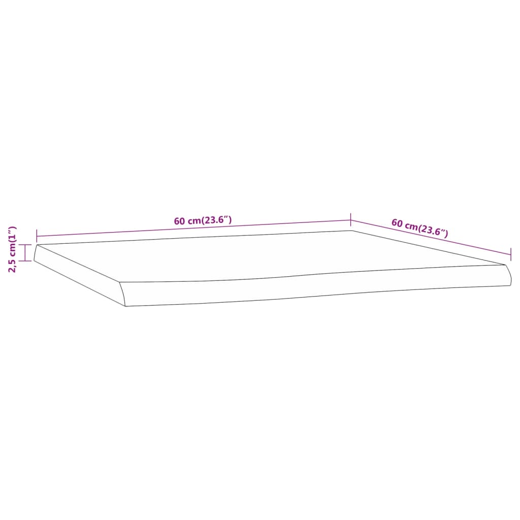 vidaXL Dessus de table 60x60x2,5 cm carré bois massif acacia