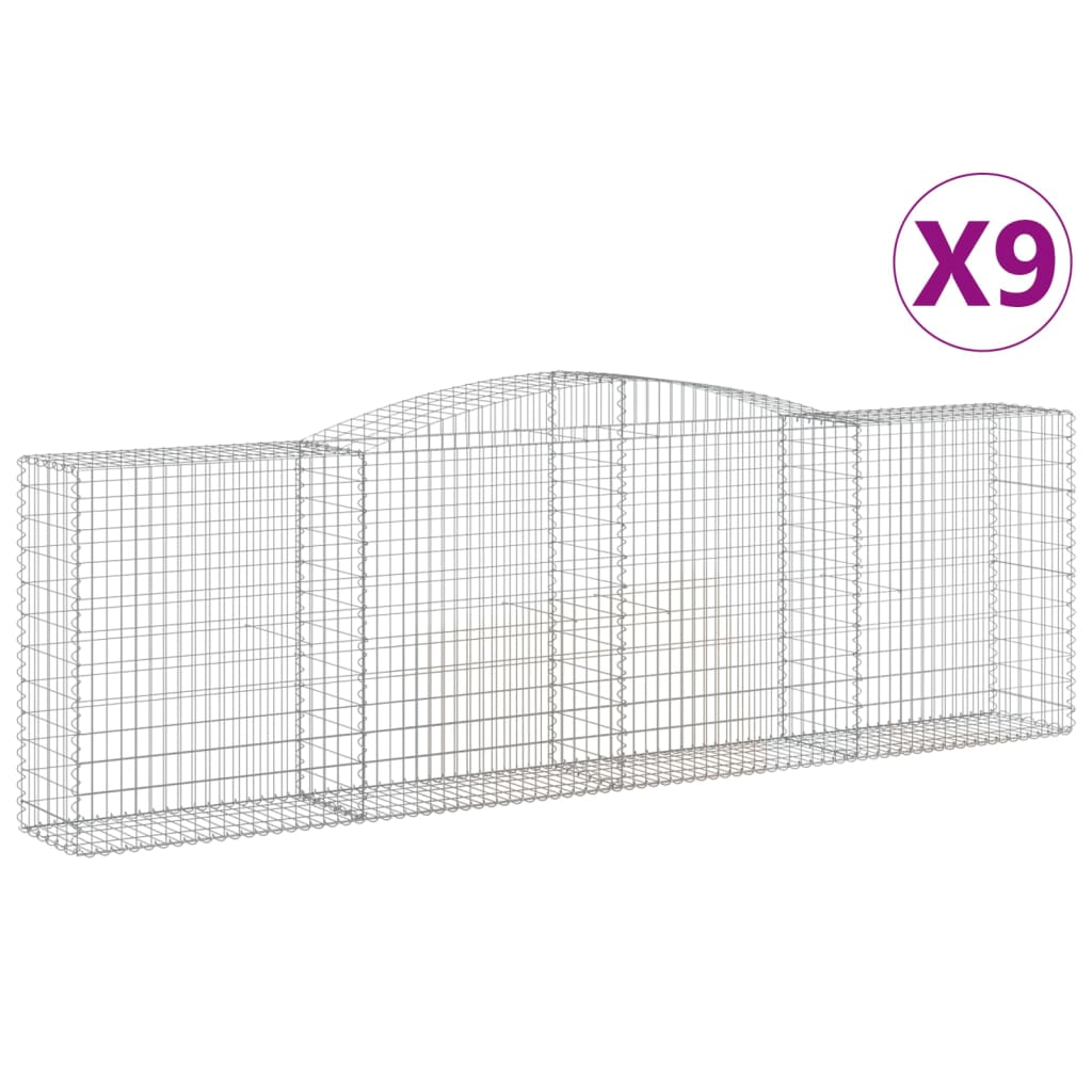 vidaXL Paniers à gabions arqués 9 pcs 400x50x120/140 cm Fer galvanisé